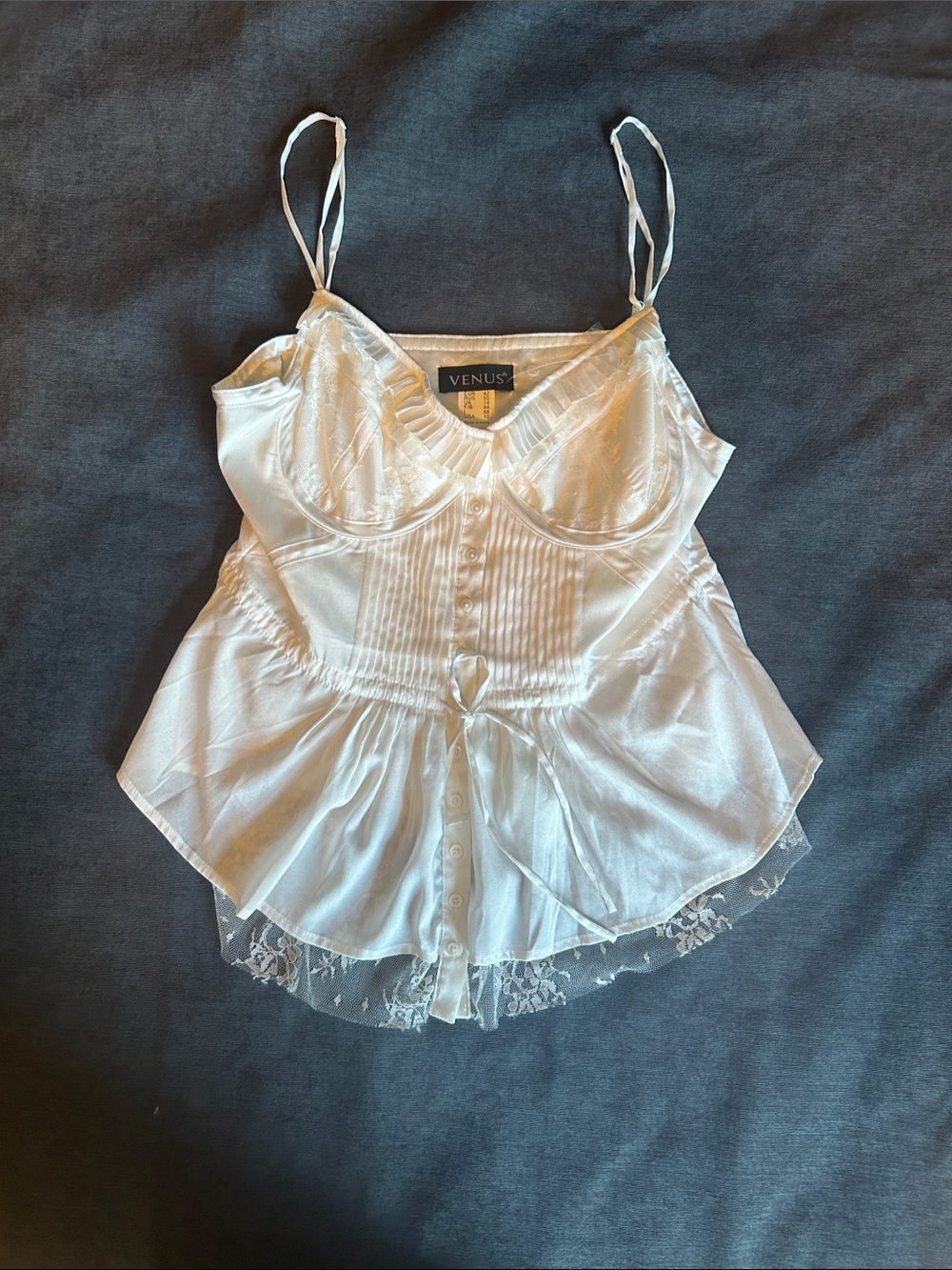 VENUS White Lace-Trim Cami Top